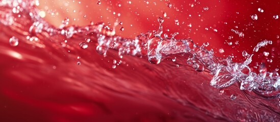 Poster - Vibrant Red Water Images: Captivating Movement Creates Playful Bubbles in Red Water Images