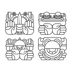 Wall Mural - aztec icon set, traditional ethnic logo template