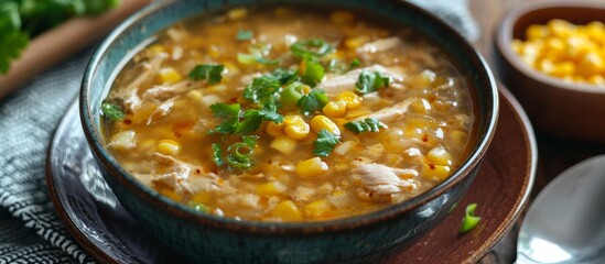Wall Mural - Chinese-Style Corn Chicken Soup: A Delicious and Healthy Twist on Traditional Chinese Food