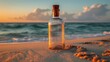 Bottle on the sea beach.
