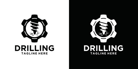 Design logo template for drill logo. oil drilling and other drilling industries. combination of drill elements