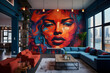 Artistic Living room Apartments with Murals