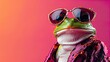 Leap into style! Glamorous frog in high-end couture. Perfect for birthdays and invites. Copy space for your message. Stand out with this creative animal concept.