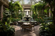 Atrium Garden Oasis with Lush Greenery and Fountain