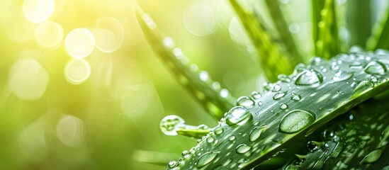 Wall Mural - Refreshing Aloe Vera Water Drops: Aloe-Ver-infused water droplets bring a hydrating splash of aloe, ver, water, drops, aloe, ver, water, and drops