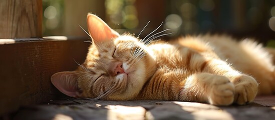 Wall Mural - Soft Cat Basks in Sunshine on a Gentle Day