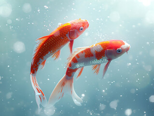 Wall Mural - Beautiful Koi goldfish swimming in the water, close-up. Abstract background. Chinese new year
