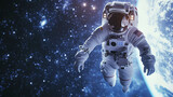 Fototapeta Kosmos - 3d illustration of an astronaut in outer space