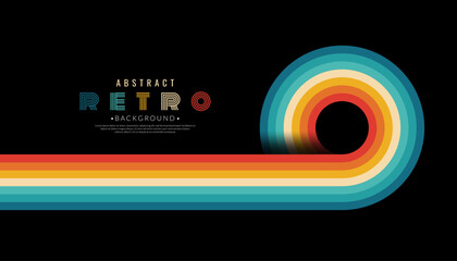 Wall Mural - abstract minimalist retro background with rounded stripe elements. retro sunset art bundle. vintage 