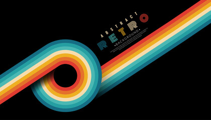 Wall Mural - abstract minimalist retro background with rounded stripe elements. vintage 70s-style concept. retro 