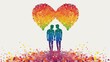 Illustration depicting gay love between two men, Valentine's Day concept