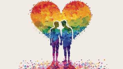 Illustration depicting gay love between two men, Valentine's Day concept