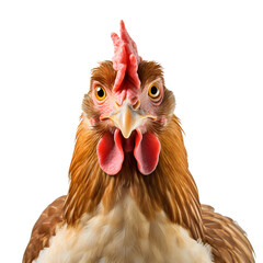 portrait of chicken isolated on transparent background - design element PNG cutout