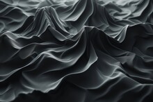 A Black Wrinkled Sheet Of Paper Is Used To Make Some Abstract Backgrounds, Photo Bashing, Desolate Landscape