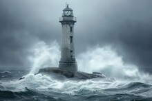 Lighthouse With A Storm Crashing Over It
