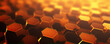 Hexagon in orange color. 3D rendering bee background.