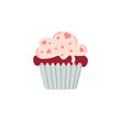 Chocolate cupcake with pink hearts, Minimalistic design, Valentine's concept