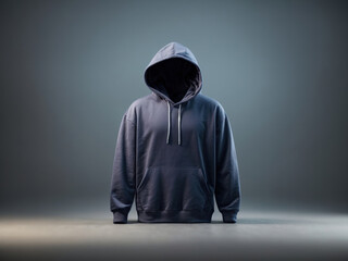 Wall Mural - Mockup of a blue Ghosted hoodie Against a Plain Background. Generative AI