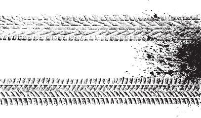Aufkleber - Vector Print Textured Tire Track . Design Element . Car tread silhouette . Mud splash grunge texture