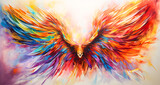 Fototapeta Perspektywa 3d - An abstract painting phoenix colorful feather background, 4K Desktop wallpaper