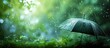 © 2rogan - Green nature background with rain and an umbrella.