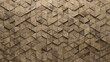 © RocknRoller Studios - 3D, Triangular Mosaic Tiles arranged in the shape of a wall. Semigloss, Natural Stone, Bricks stacked to create a Textured block background. 3D Render