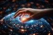 © Jawed Gfx - Hand touching virtual screen circular diagram, technology innovation concept