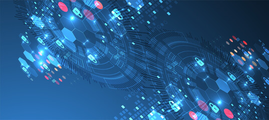 Wall Mural - secure digital background. virtual confidential, programming protection. hand drawn vector.