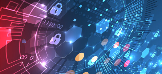 Wall Mural - secure digital background. virtual confidential, programming protection. hand drawn vector.