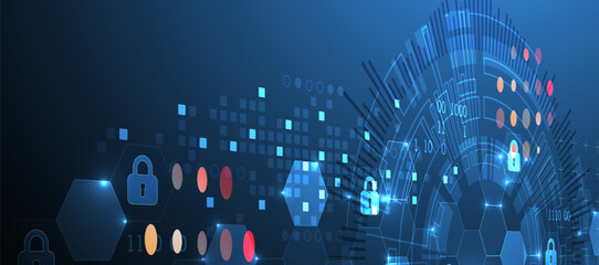 Wall Mural - secure digital background. virtual confidential, programming protection. hand drawn vector.