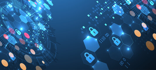 Wall Mural - secure digital background. virtual confidential, programming protection. hand drawn vector.