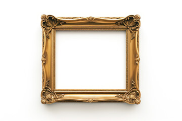 Wall Mural - antique gold picture frame on a white background. Created with Generative AI technology