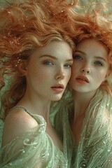 Artistic portrait of red-haired young girls