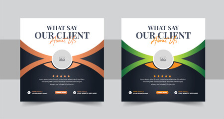 Sticker - Modern customer feedback or client testimonial social media post or web banner design template