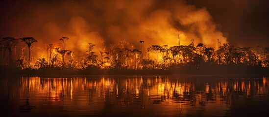 Canvas Print - Unprecedented fire in Amazon rainforest.