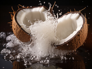 coconut with water splash