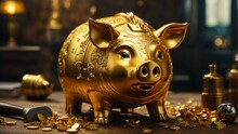 Golden Pig Piggy Bank
