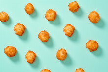 Tater Tot Day. Temptation And Irresistible Delights. Tater Tot Isolated On Pastel Background. 