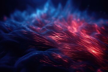 Wall Mural - Motion blur simulation of data transfer from blue to red lights