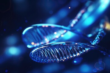 Wall Mural - Dark blue digital background with big data code DNA transfer.