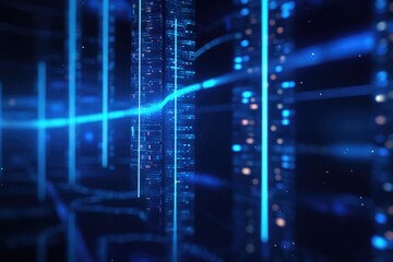 Wall Mural - Dark blue digital background with big data code DNA transfer.