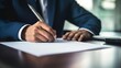 Businessman use elegant pen to signing contract