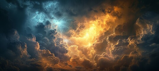 Dramatic clouds storm. Generative AI technology.