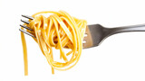 Fototapeta Las - Fettuccine on fork spaghetti
