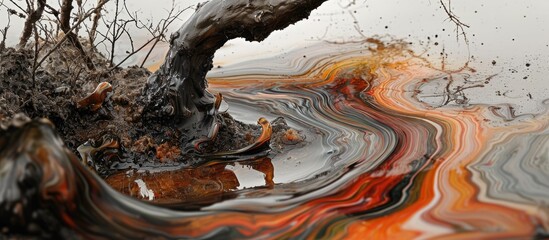 Wall Mural - oil waste spilling in photos