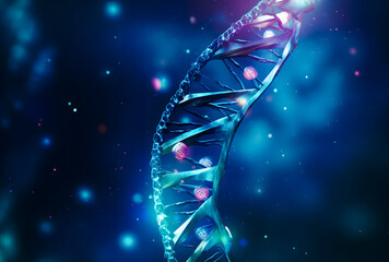 Wall Mural - illustration DNA structure molecule on a dark blue background. DNA background.