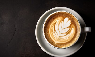 Wall Mural - A cup of latte macchiato coffee. Top view.