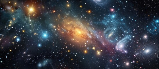 Wall Mural - Cosmic illustration of a vast, star-filled universe.