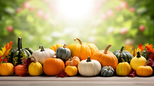 A Colorful Display Of Pumpkins Apples And Gourds At An Autumn Farmers Market Background