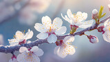 Fototapeta Kwiaty - Białe kwiaty wiśni, tło kwiatowe